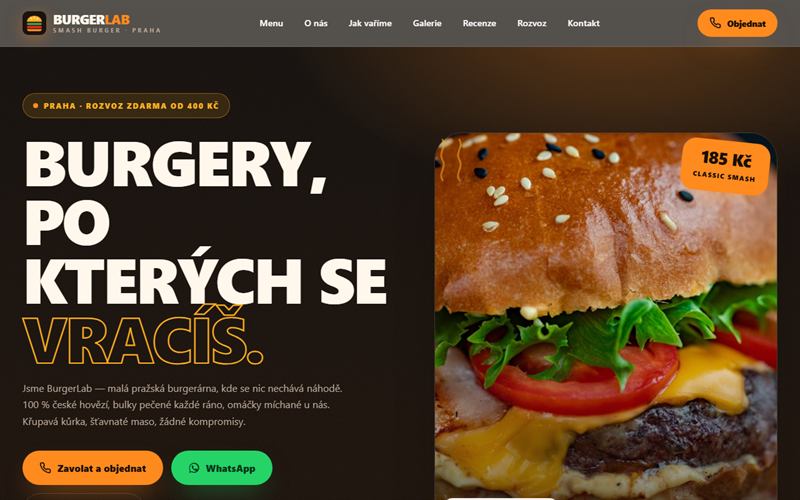 Náhled ukázky: BurgerLab — smash burgery s rozvozem