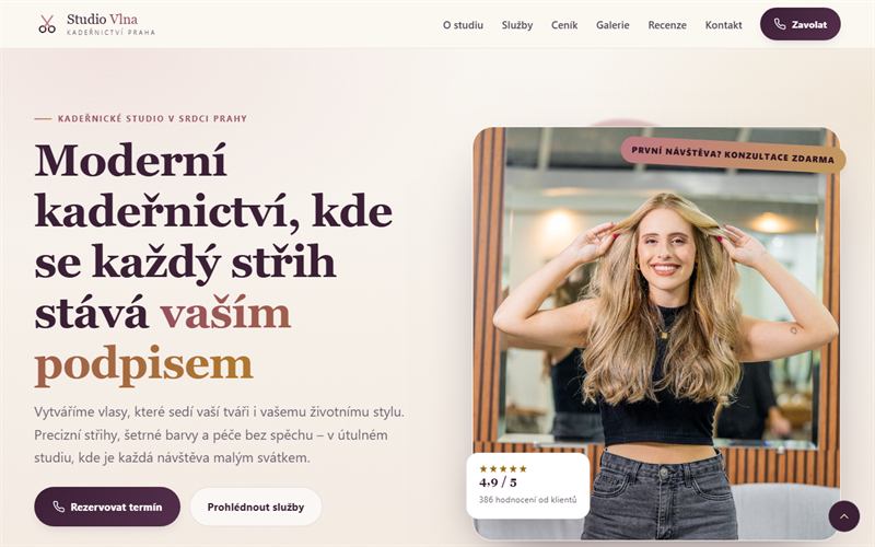 Náhled ukázky: Kadeřnictví Studio Vlna