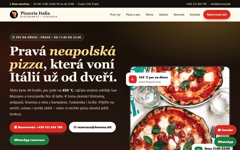 Náhled ukázky: Pizzeria Italia — polední menu a rozvoz