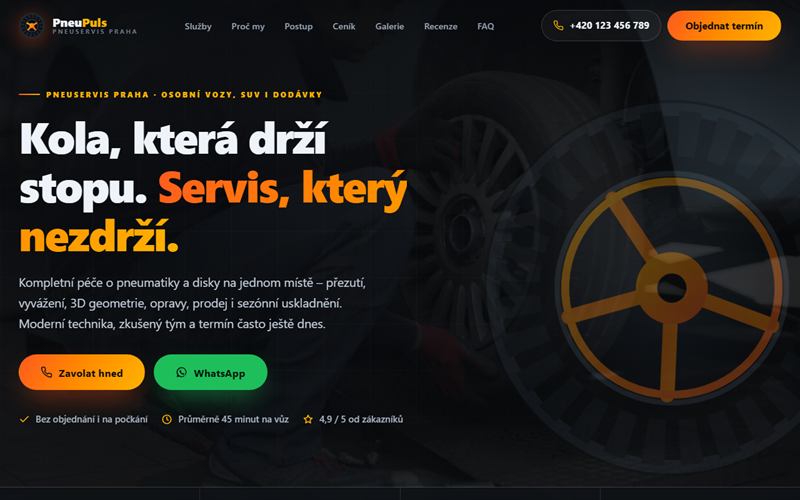 Náhled ukázky: PneuPuls — pneuservis a geometrie