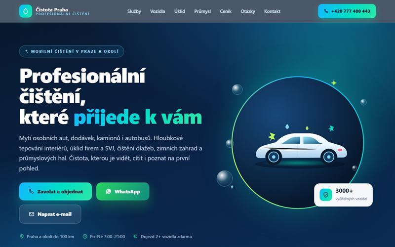 Náhled ukázky: Profesionální čištění — mytí aut a úklid