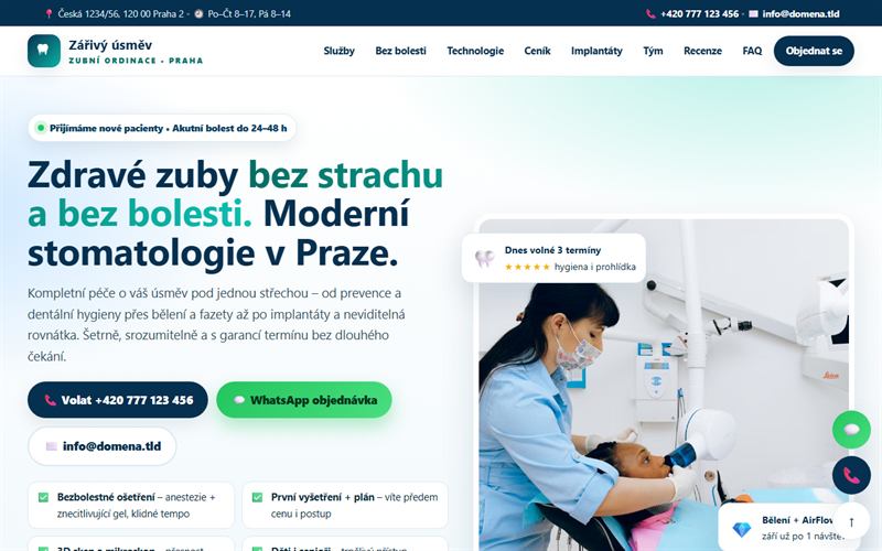 Náhled ukázky: Zubní ordinace — moderní stomatologie